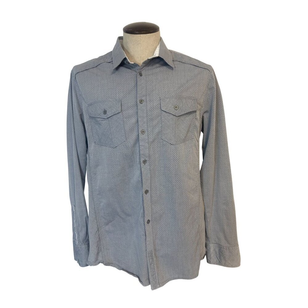 Buckle Black Mens Long Sleeve Button-Down Shirt Tailored Fit Size Large